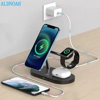 4 in 1 magnetic wireless charger stand for iphone 13 12 pro max 15w fast charging station for apple watch 7 6 5 4 3 airpods pro
