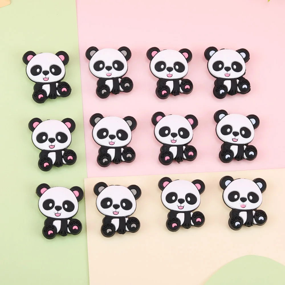 

Sunrony 10pcs Panda Silicone Beads Food Grade Teether Safety BPA Free DIY Pacifier Chain Accessories Baby Teething Toys