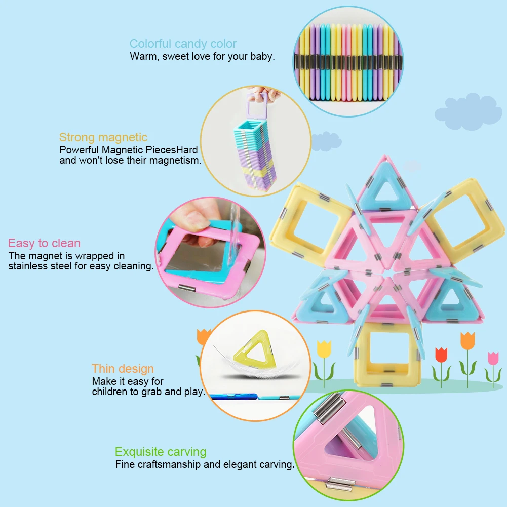 Azulejos magn&eacute;ticos de dise&ntilde;o para ni&ntilde;os, bloques de construcci&oacute;n magn&eacute;ticos de gran tama&ntilde;o, juego de modelos, juguetes educativos-5