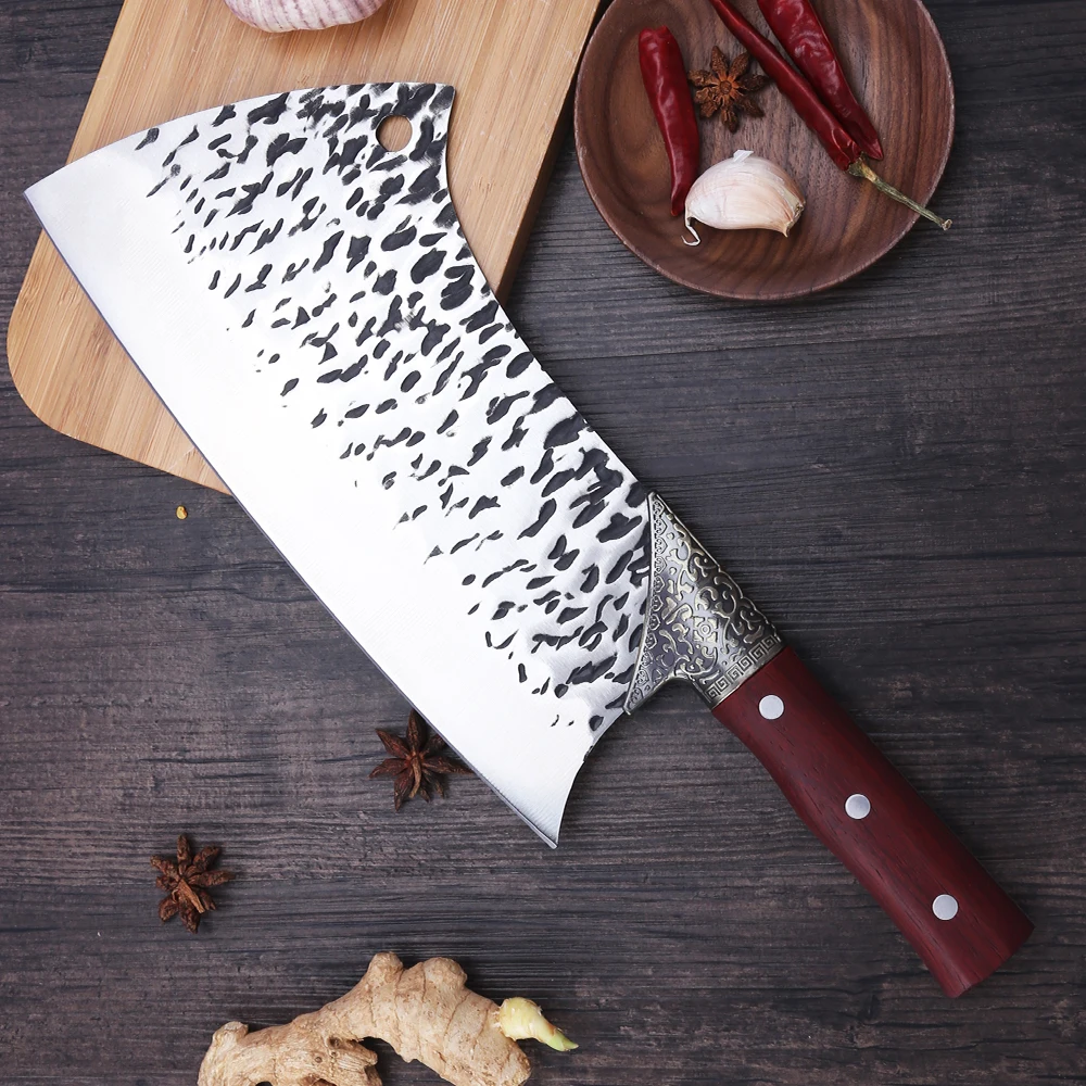

Sowoll Pro Chopping Knife High Carbon Steel Kitchen Butcher Slaughter Chopper Knife Chinese Chef Cooking Tool With Wooden Handle