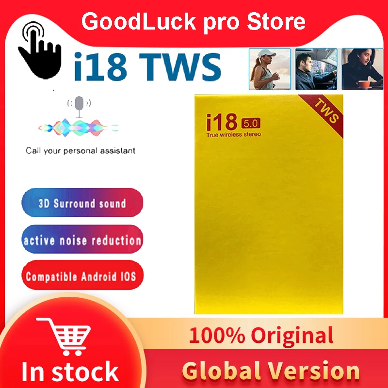 

Original i18 TWS Wireless Earphones Bluetooth Headsets Earbuds Touch Control For All Smart Phone PK i10 i12 i13 i14 i20 i100 TWS