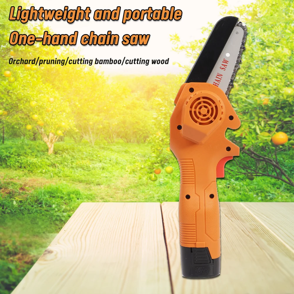 

Powerful Lithium Battery One-Handed Logging Electric Cutting Chain Saw Rechargeable 4 Inch Handheld Electric Pruning Chainsaw