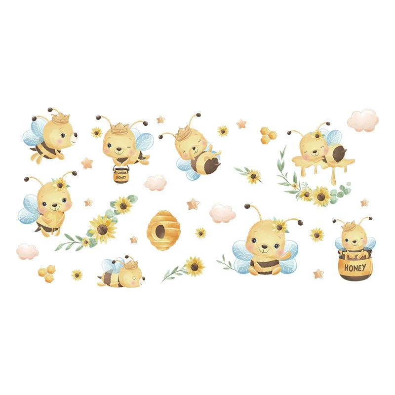 

Cartoon Bee Children's Room Wall Stickers Kindergarten Background Wall Decals Self-adhesive Nursery Window Stickers Home Decor