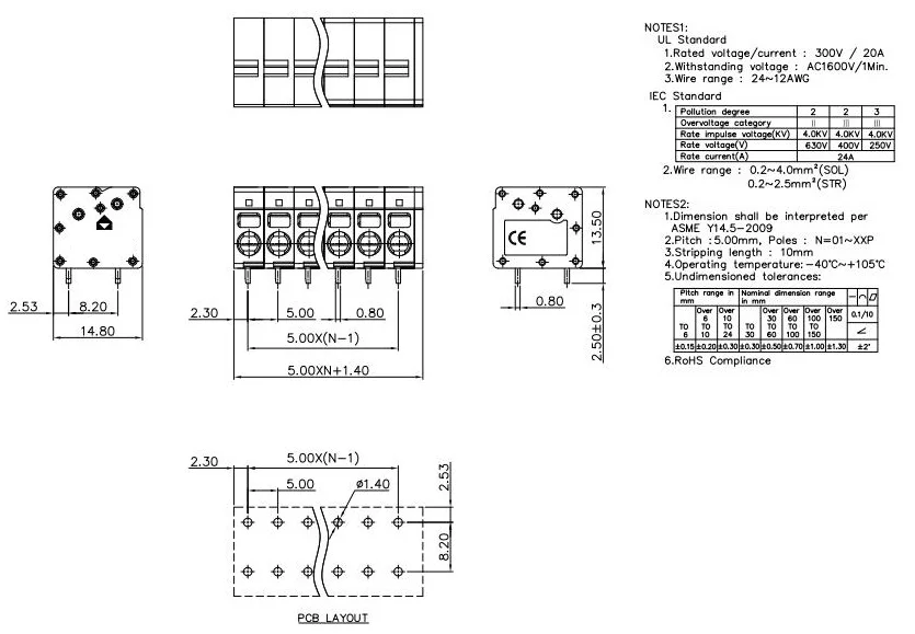 KF205R 5,0 2P~ 12P PCB Пружинные клеммные блоки DG271R 5,0 мм 2PIN~ 12PIN SPT 2,5/2-H-5, 0 1990973 Феникс контакт DEGSON KEFA
