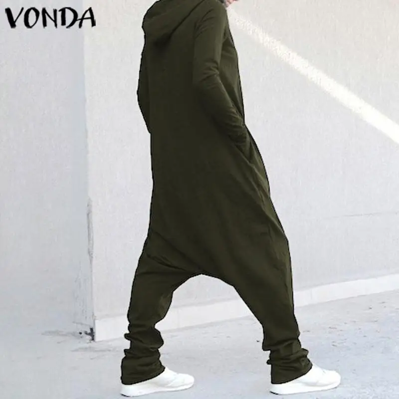 Комбинезоны размера плюс женские комбинезоны VONDA с капюшоном и заниженным