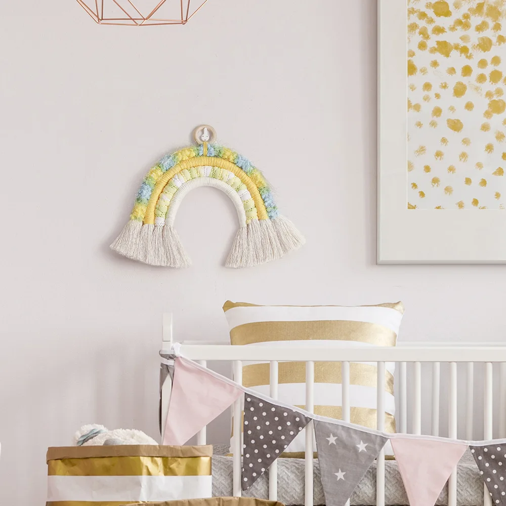 

1pcs lace rainbow ornaments 7 rainbow ropes hand-woven wall decorations baby girl room decoration family kindergarten decoration