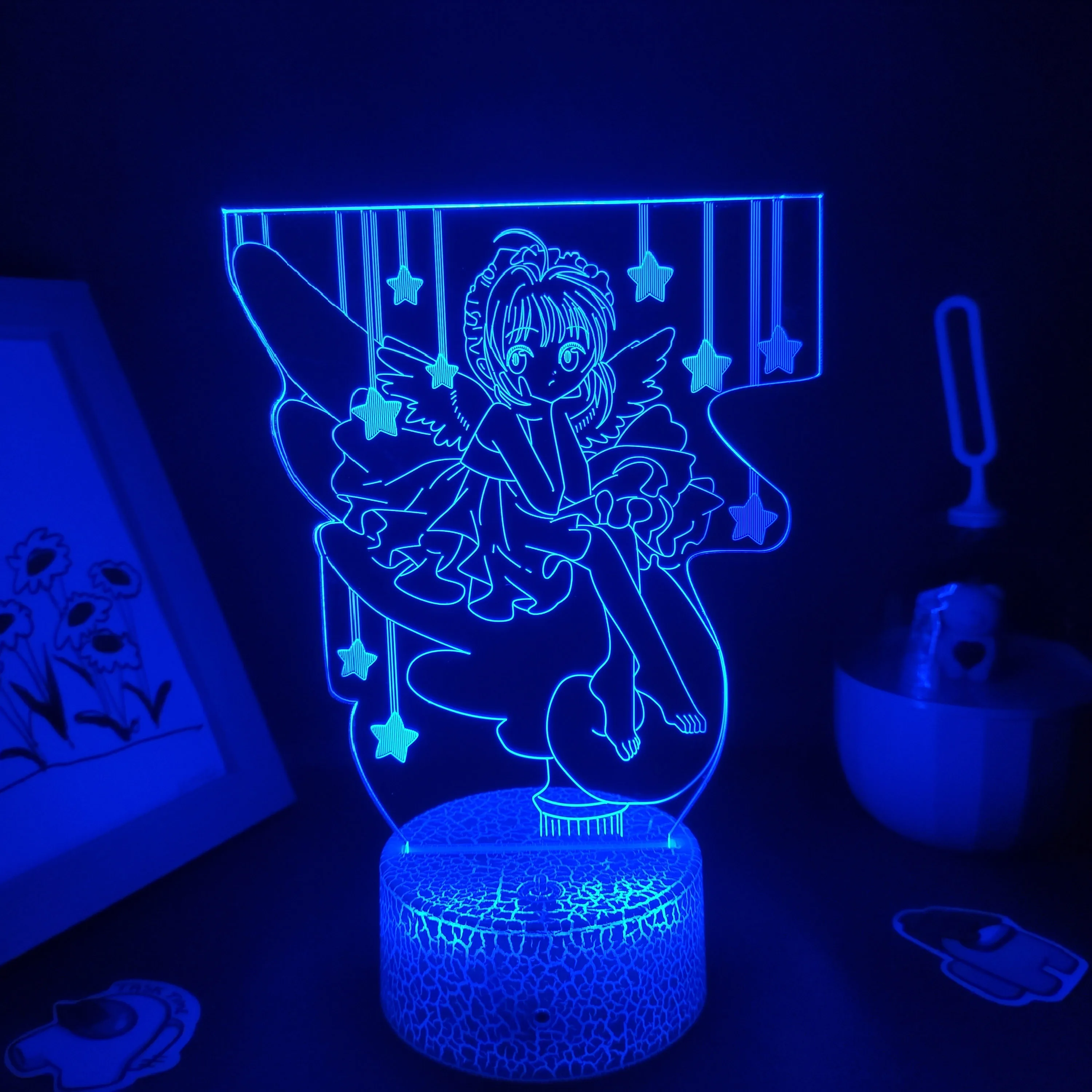 

Cardcaptor Sakura Anime Figure 3D Led Lamps RGB Night Lights Manga Cool Gifts For Friends Bedroom Bedside Table Desk Decoration