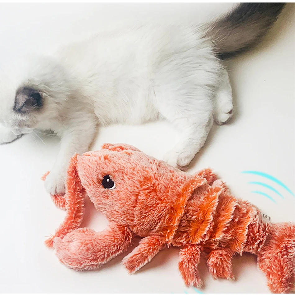 

Electric Smart Cat Toy Jumping Shrimp Interactive Toy For Kitten Cat Play Game Usb Rechargeable Automatic Cat Teaser Toy Plush