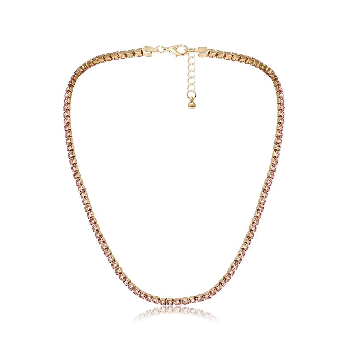 

Visisap Micro Insert Stone Elegent Rose Gold Color Necklaces for Woman Simple Luxury Choker Necklace for Girl 2020 C2882