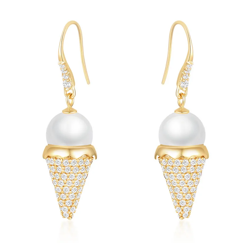 

Дизайнерские серьги с жемчугом в виде мороженого, Детские забавные серьги