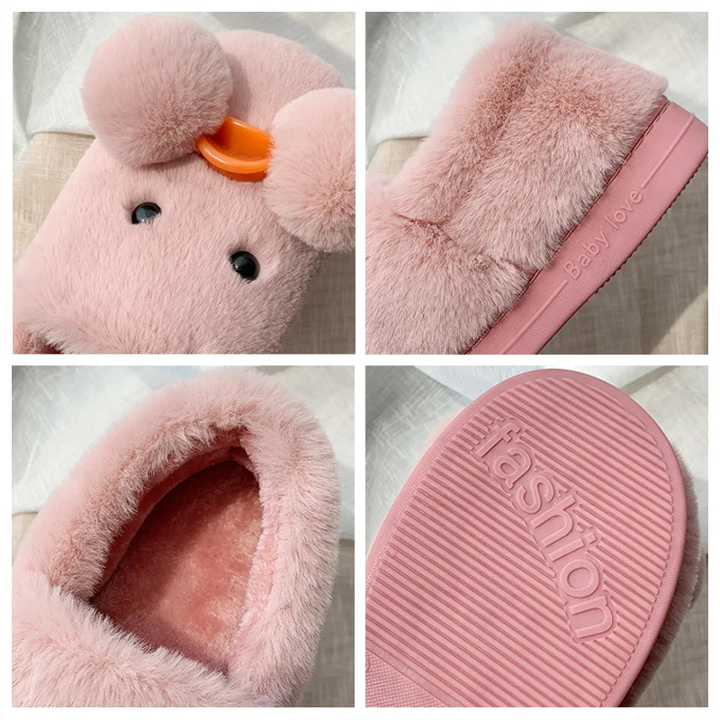 

Women Home Slippers Winter Warm Flip Flop Shoes Cartoon Duck Girls Cute Non-slip Warm Indoors Bedroom Floor Shoes Slides Gifts