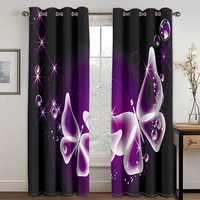 3d black series butterfly simple pattern blackout curtain set hook suitable for home curtains in living room and bedroom