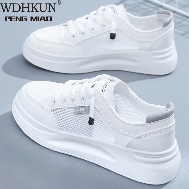 

Женские кроссовки на шнуровке, повседневные сетчатые кроссовки на плоской платформе, с круглым носком, на весну-лето, 2021