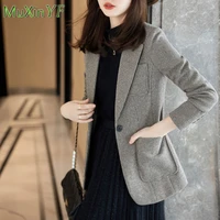 m 3xl womens plaid suit jacket 2021 new autumn long sleeved casual top coat korean elegant vintage blazers female clothes