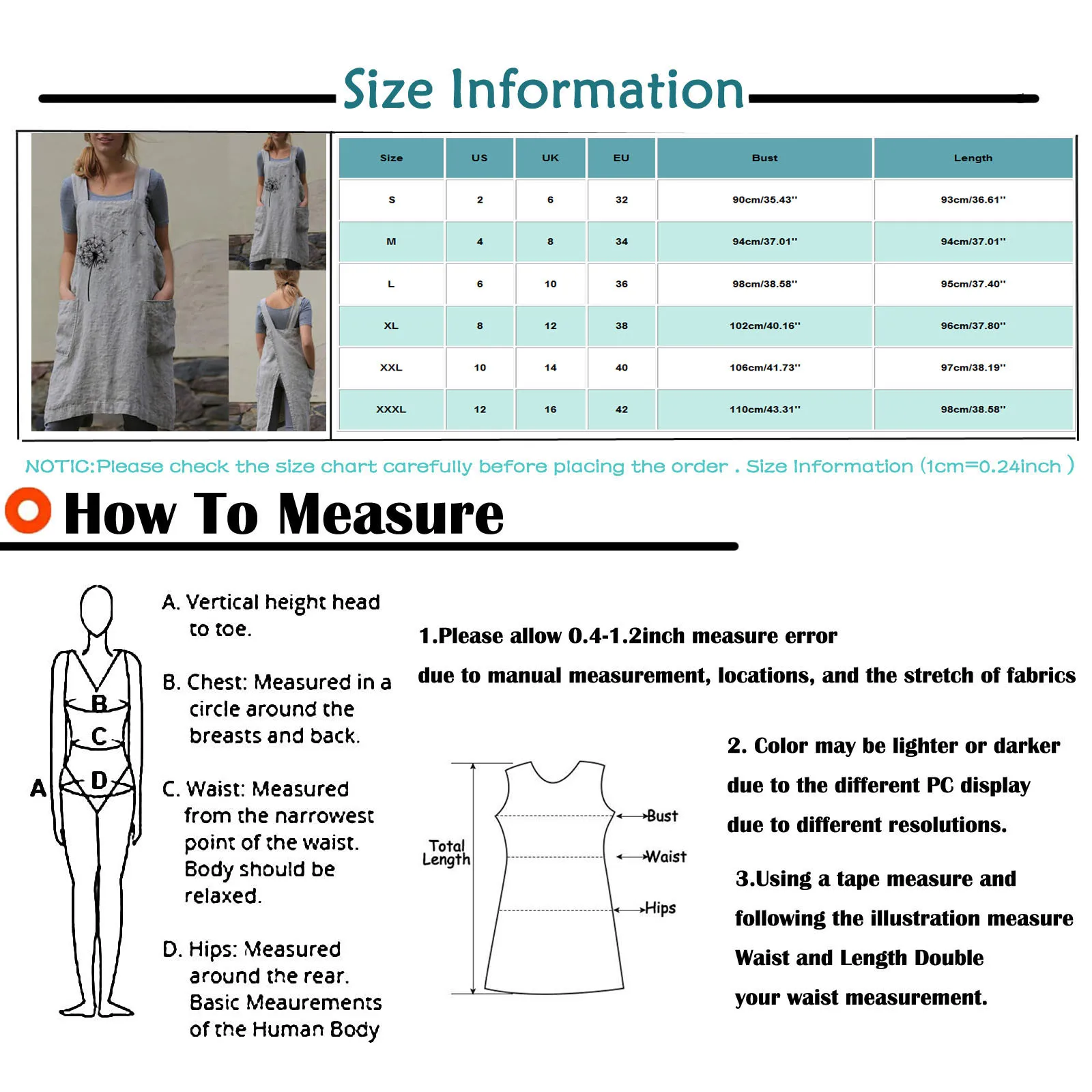 

#61 Summer Dress Cotton Linen Pinafore Cross Apron Garden Work Pinafore Dress Women Square Collar Suspender Dress Overall Pocket