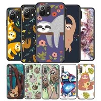 grey sloths and flowers silicone cover for xiaomi mi note 11 11t 11i 10i 10t 10 9 9t 9 se lite pro ultra phone case