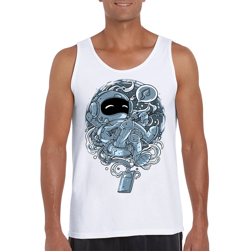 TEEHUB новейшие винтажные мужские майки с принтом астронавта играющей на гитаре
