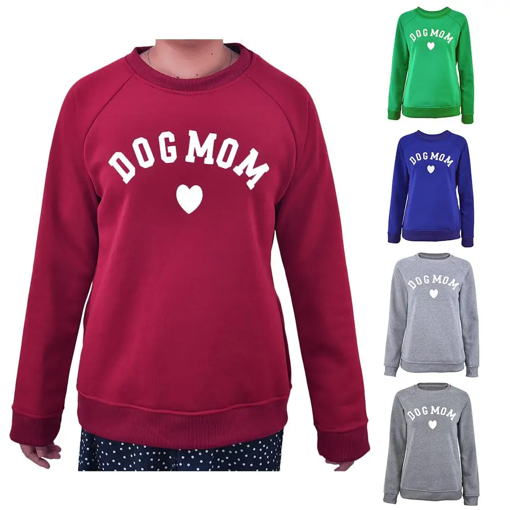 Женская Собака Мама принт Модный Сердце с узором в виде сердечек и Kawaii Толстовка