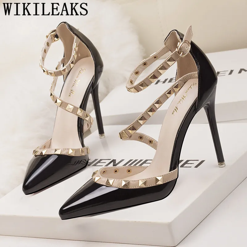 Босоножки женские на высоком каблуке пикантные сандалии-гладиаторы