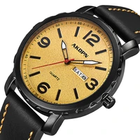 new yellow dial mens leather watches quartz watch men casual waterproof sport wristwatch clock thin minimalist relogio masculino