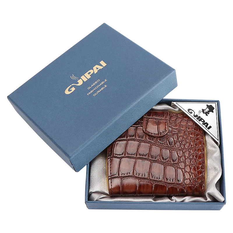 

1PC Free Shipping Pu Leather Cigarette Case Box Metal Delicate Portable Fashion Men's Smoking Holder Case Gadgets