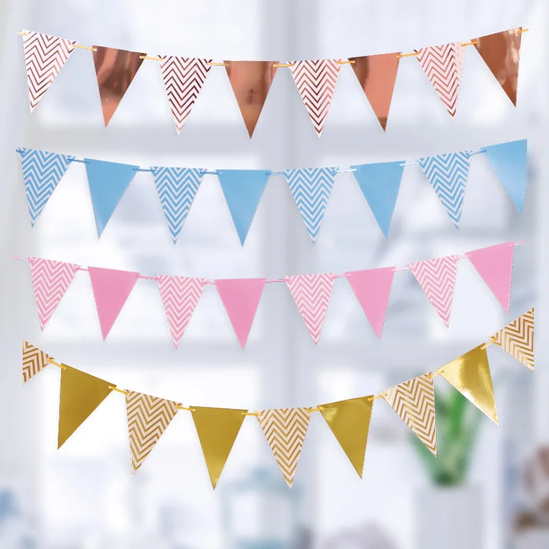

1set Colorful Birthday Banners Flags Baby Shower Decoration Wedding Birthday Party Supplies Decor Paper Bunting For Home Decor