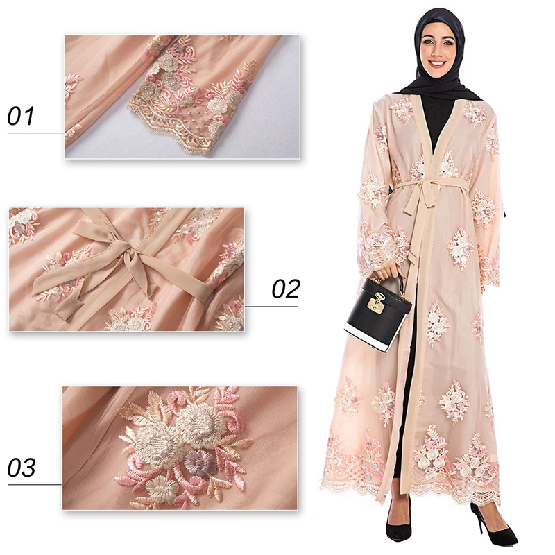 

KALENMOS Hijab Dress Women Floral Shrug Djelaba Niqab Abaya Kimono Long Muslim Cardigan Islamic Arabic Tunic Dubai Turkey Burka