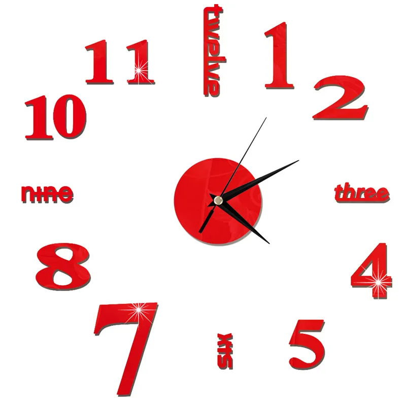 Новые diy акриловые зеркальные настенные наклейки с часами большой современный