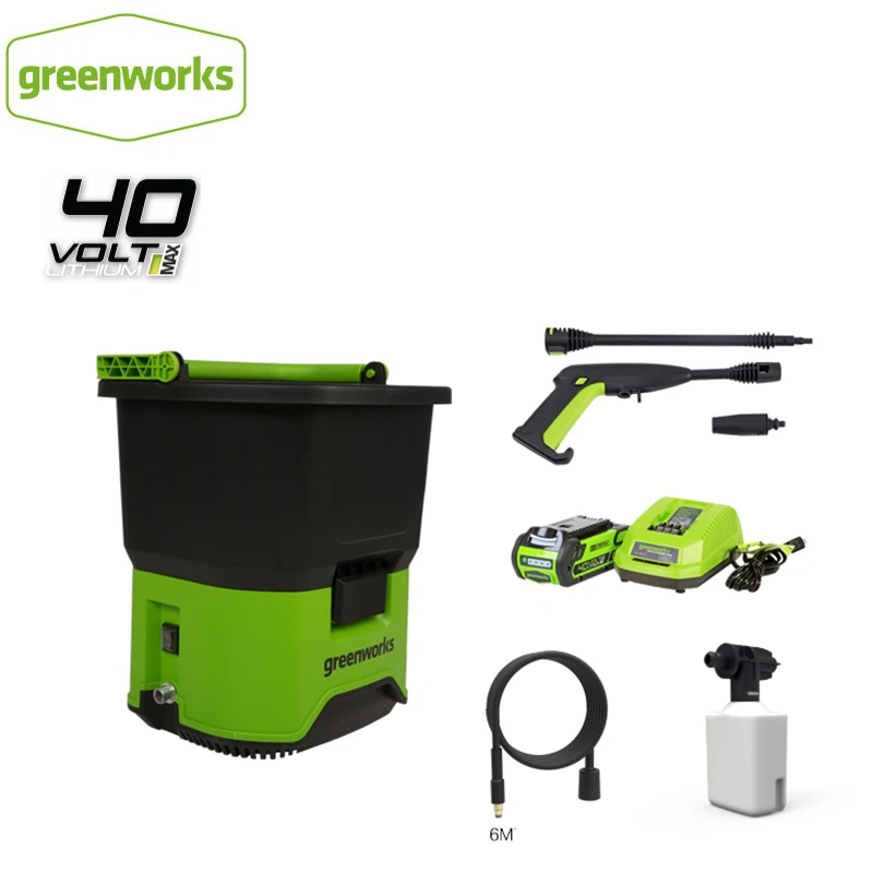 

GREENWORKS 5104507 GDC40 портативная беспроводная Электрическая Мойка под давлением 650 Вт 40 в многофункциональная зеленая мойка для автомобильной лод...