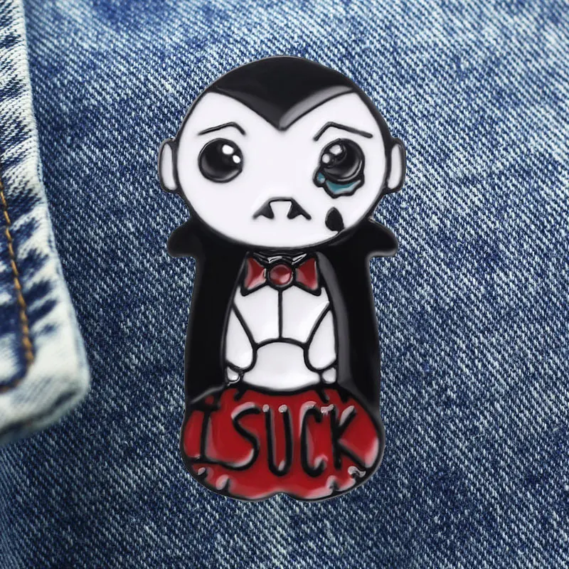Cute Duke Of Tears Vampire Cartoon Brooch Metal Enamel Lapel Badge Collect Denim Jacket Backpack Pin Children Fashion Gifts