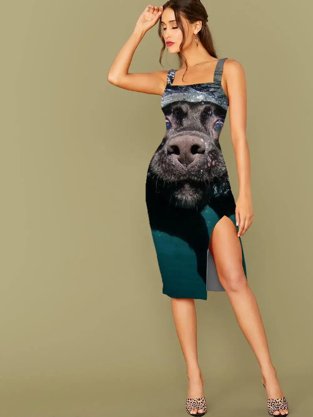 

3D Dress Dog Dresses Women Animal Vestido Sexy Home Halter Sleeveless Harajuku 3d Print Womens Clothing Party Beach Korean Style