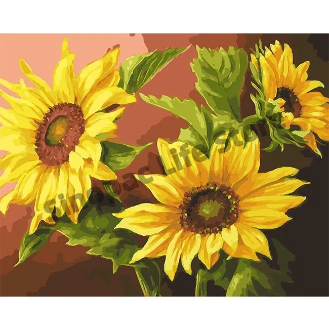 

Sinopac Sunflower Oil Painting By Numbers Kits Drawing Home Decor Digital Coloring Flowers Canvas Pictures Living Room Wall Art