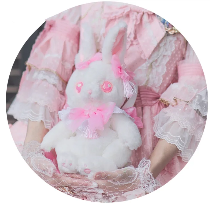 

Jaspanese kawaii girl daily sweet lolita bag cute bowknot plush rabbit soft single shoulder bag anime cosplay gothic lolit