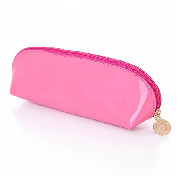 pink Однотонная женская косметичка, 1 шт., косметичка для путешествий, косметичка для мытья, набор туалетных принадлежностей, органайзер, Студенческая сумка-карандаш - Цвет: pink