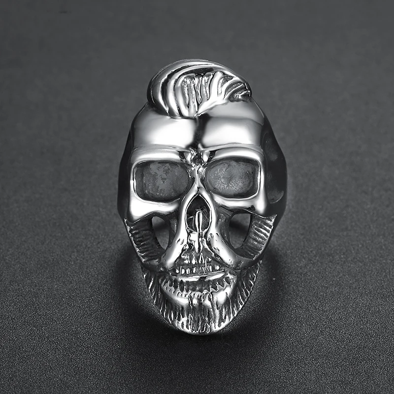 Крутые мужские кольца с бородатыми усами черепом 316L из нержавеющей стали Панк