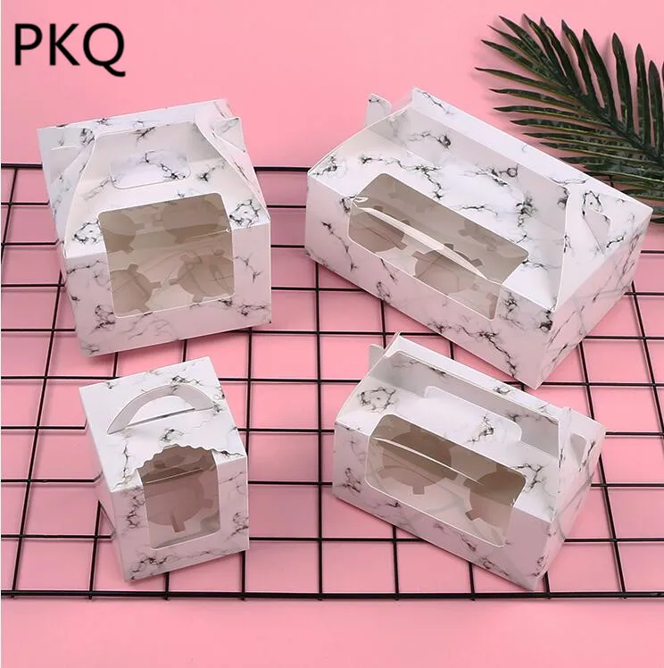 20 шт. 4 размера крафт-бумага коробка с ручками для кексов белая картонная упаковка