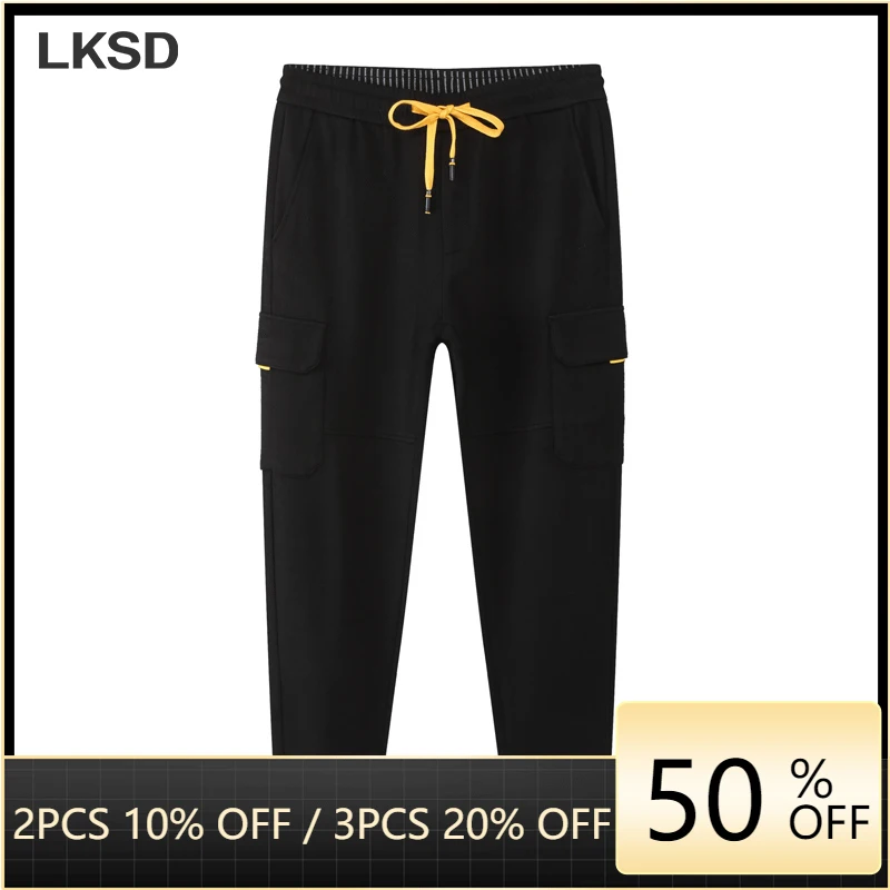 

LKSD Minimalism Winter Casual Pants For Men Fashion High Waist Contrast Straight Pants 2021 Male Sport Pant Bottoms T163700033