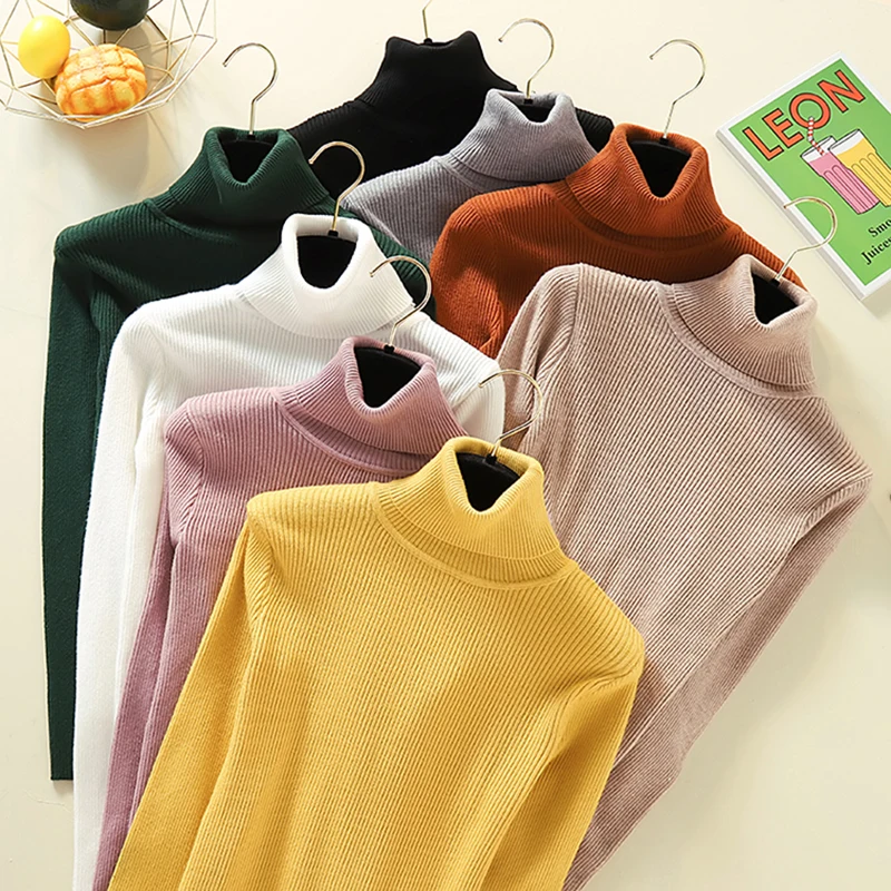 Autumn Winter Women Turtleneck Knit Sweater Long Sleeve Pullover Jumper Turtle Neck High collar | Женская одежда