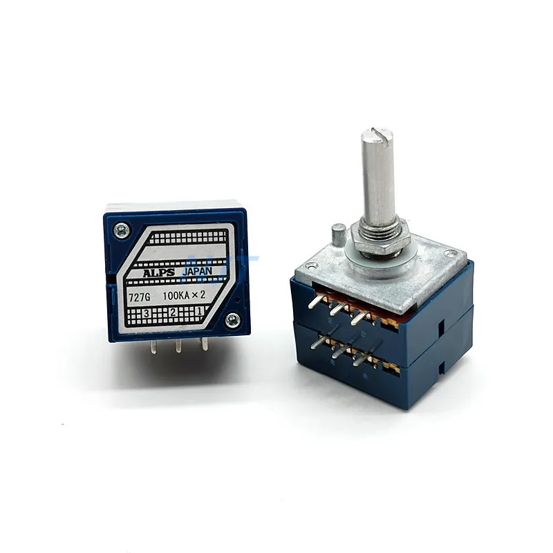 Поворотный переключатель 100K ALPS RK27, двойной потенциометр, 100KAx2, 6 контактов, с круглой ручкой