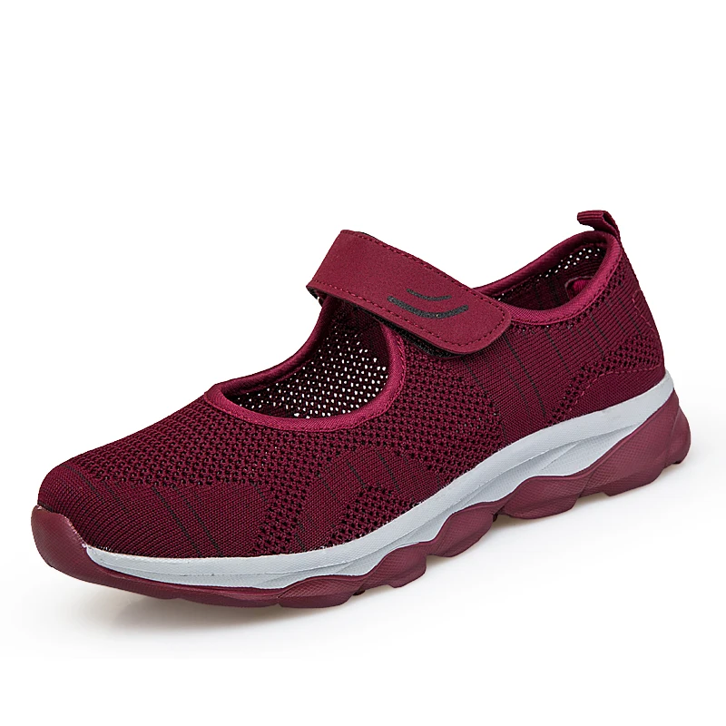wine red 01 EOFK/женские кроссовки; женская повседневная обувь на плоской подошве; mary jane; Летние тканевые мягкие туфли на плоской подошве; удобная женская обувь - Цвет: wine red 01