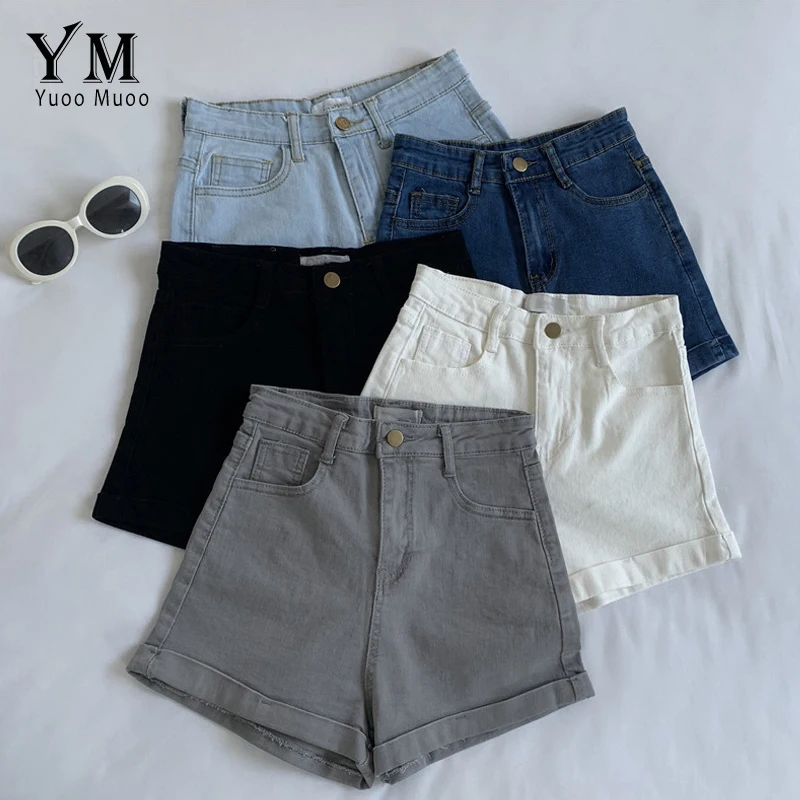 

YuooMuoo Brief Denim Shorts New Coming All Match High Waist Women Summer Shorts Jeans Fashion Solid Black Ladies Shorts Bottoms