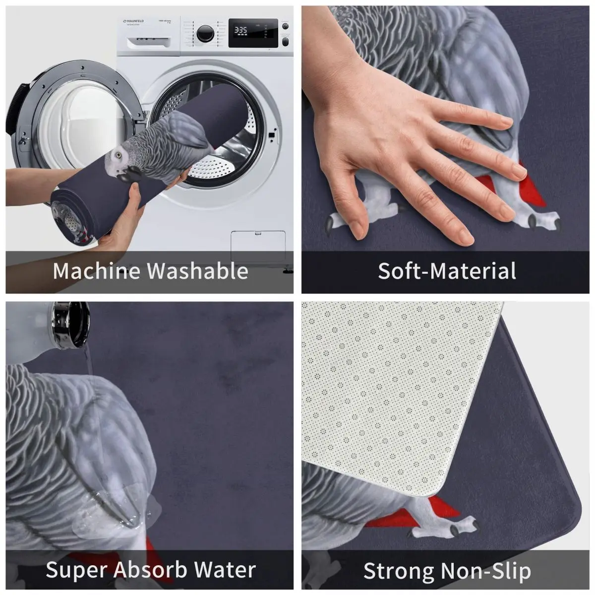 Африканский серый искусственный ковер коврик из полиэстера противоскользящий