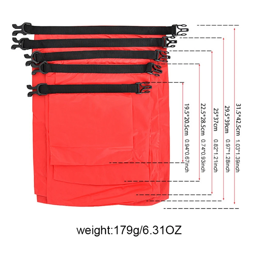 5pcs Dry Bag Sack Waterproof Dry Bag Large Capacity Storage Pouch For Swimming Kayaking Rafting River Trekking  Water Resistance