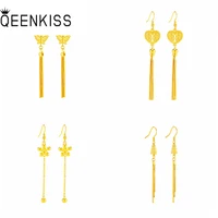 qeenkiss eg507 fine jewelry wholesale fashion woman girl bride birthday wedding gift butterfly tassel 24kt gold drop earrings