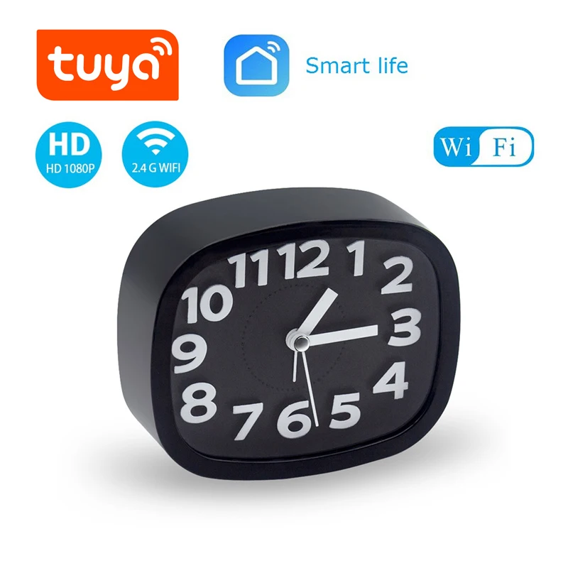 

Yoothi беспроводные маленькие настольные часы с камерой IP WIFI Tuya Smart Micro Secret видеокамера мини Wi-Fi Будильник камера Full HD 1080P