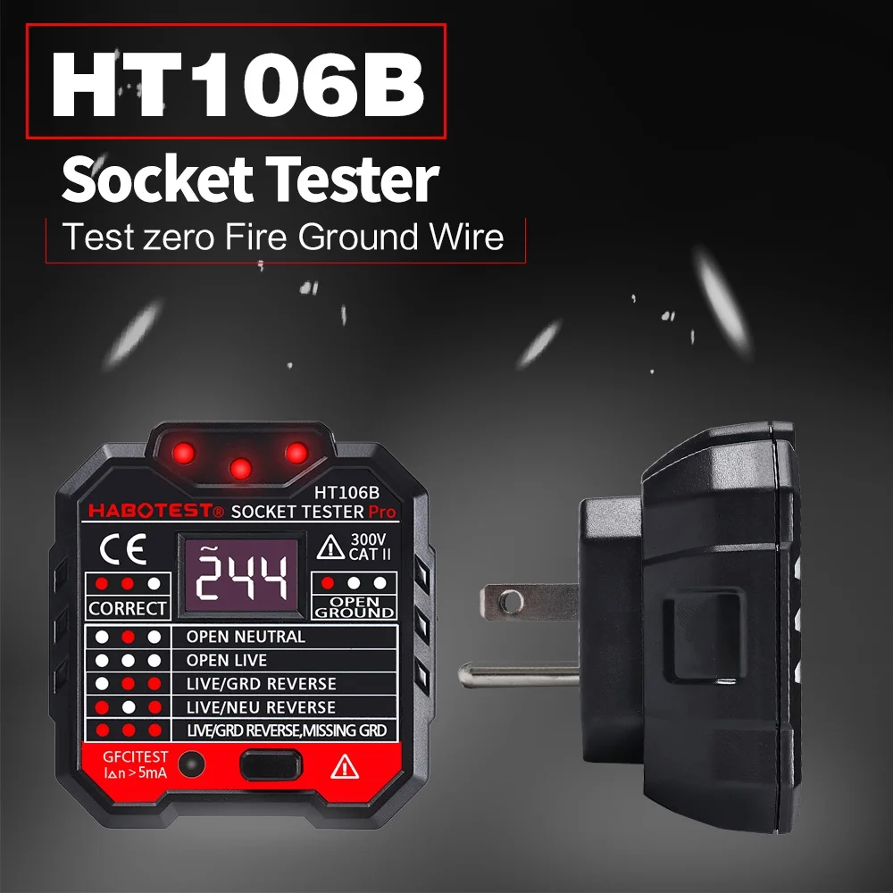 HT106B розетка тестер цепи полярности детектор напряжения США/ЕС/Великобритания вилка настенный выключатель Finder RCD розетка тестер