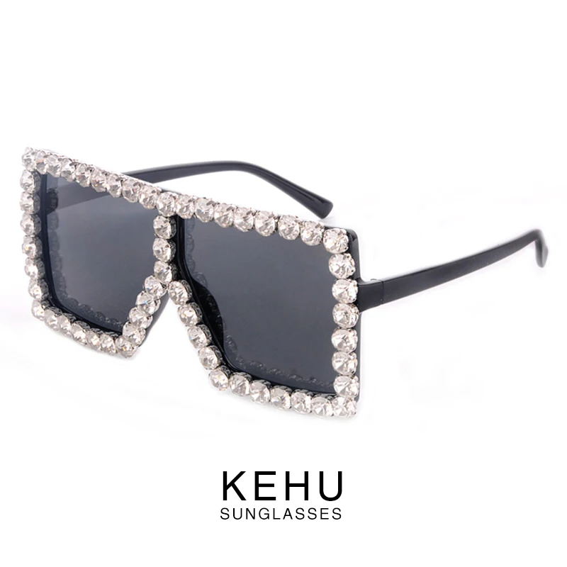 KEHU роскошные солнцезащитные очки со стразами женские брендовые блестящие