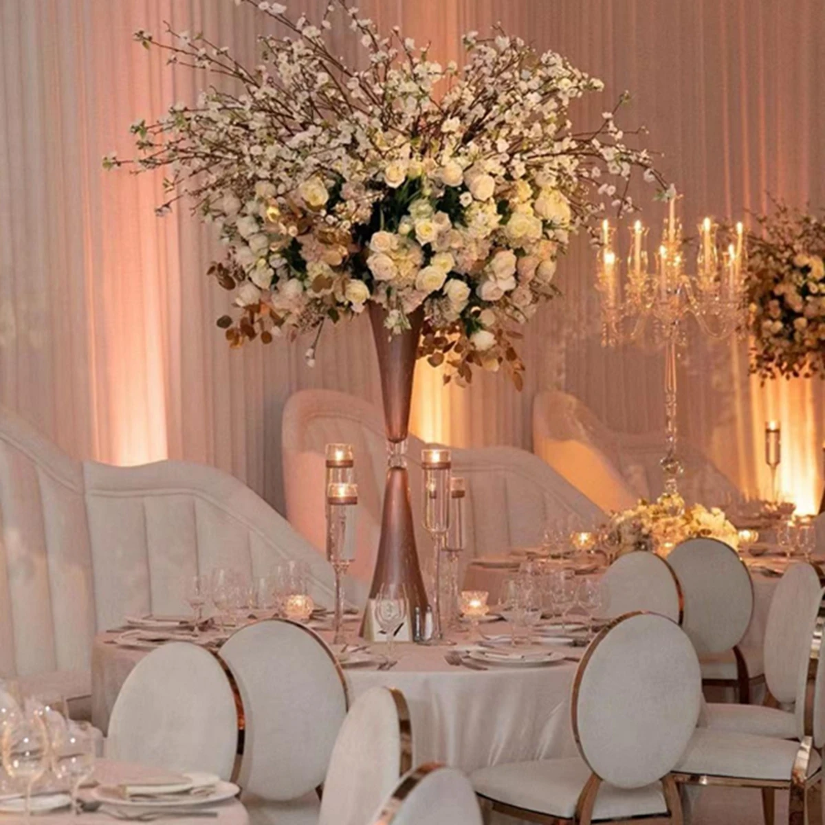 

13pcs) flower floral crystal flower metal wedding table centerpieces sets gold decoration AB0572