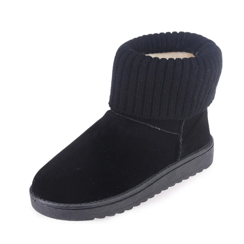 

Winter new flat bottom wool mouth snow boots women's cotton shoes comfortable short tube Plush anti slip shoes for