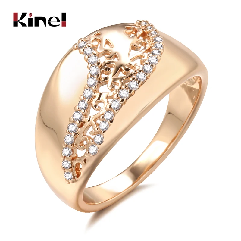 Женское кольцо из розового золота 585 пробы с натуральным Цирконом | Украшения и
